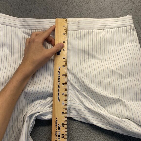 Theory Treeca Stripe Cropped Ankle Pants White/Blue Stretch Size 10,Pockets, - Picture 6 of 10